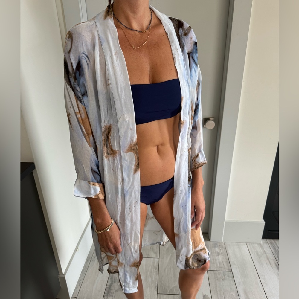 Elegant Blue and White Swim Coverup